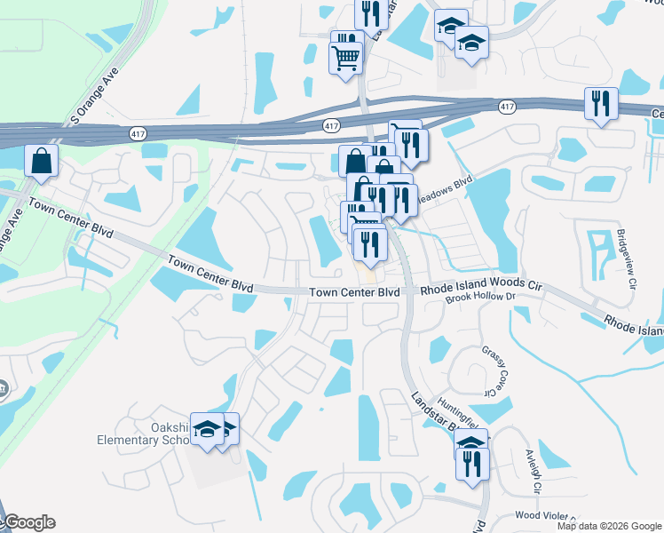 map of restaurants, bars, coffee shops, grocery stores, and more near 13506 Summerton Drive in Orlando