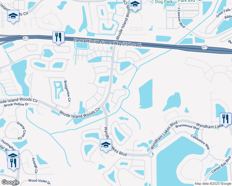 map of restaurants, bars, coffee shops, grocery stores, and more near 1713 White Heron Bay Circle in Orlando