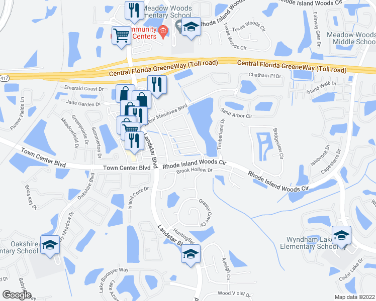 map of restaurants, bars, coffee shops, grocery stores, and more near 15025 Willow Arbor Circle in Orlando