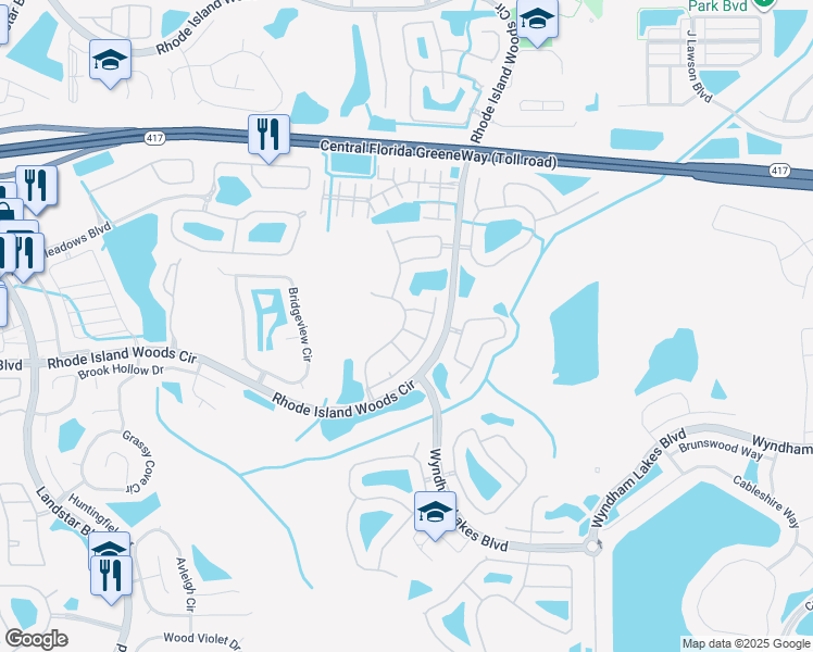 map of restaurants, bars, coffee shops, grocery stores, and more near 14019 Gasparilla Isle Drive in Orlando