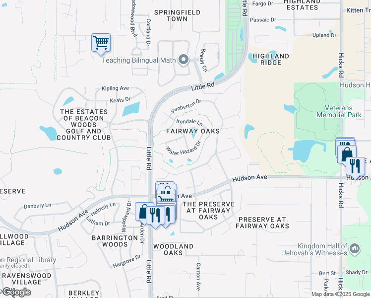 map of restaurants, bars, coffee shops, grocery stores, and more near 14137 Foursome Drive in Hudson