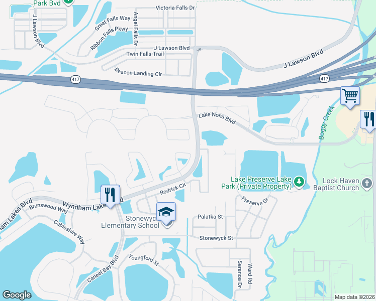 map of restaurants, bars, coffee shops, grocery stores, and more near 3496 Somerset Park Drive in Orlando