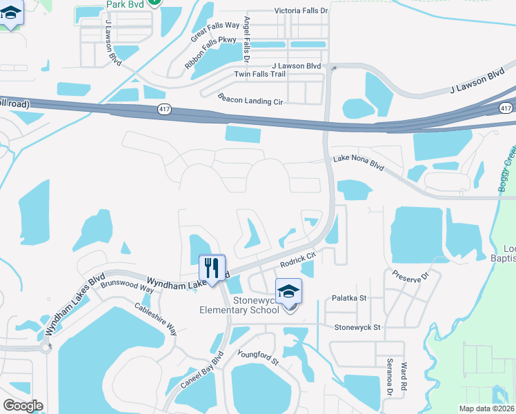 map of restaurants, bars, coffee shops, grocery stores, and more near 3268 Somerset Park Drive in Orlando