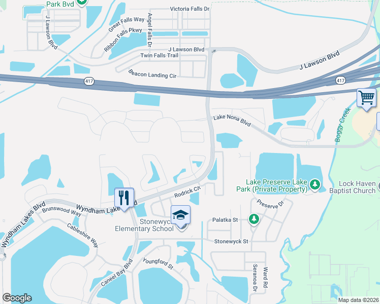 map of restaurants, bars, coffee shops, grocery stores, and more near 3448 Somerset Park Drive in Orlando