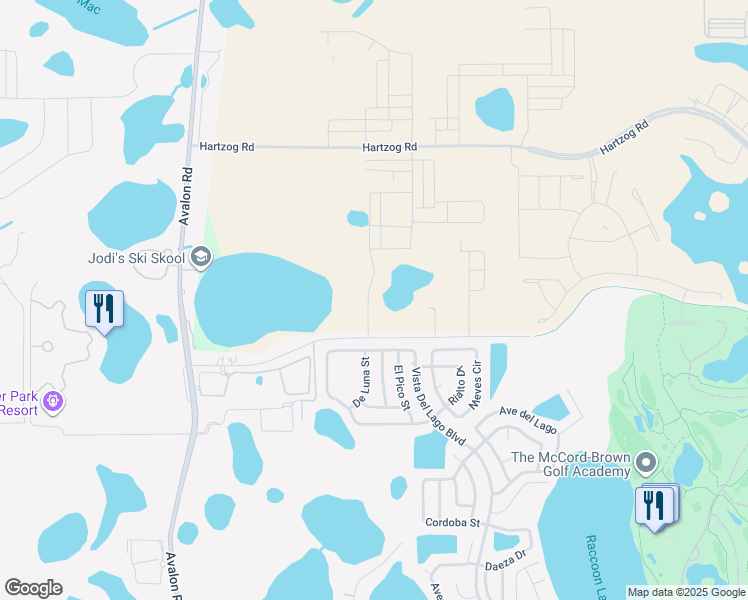 map of restaurants, bars, coffee shops, grocery stores, and more near 14100 Hartzog Rd in Winter Garden