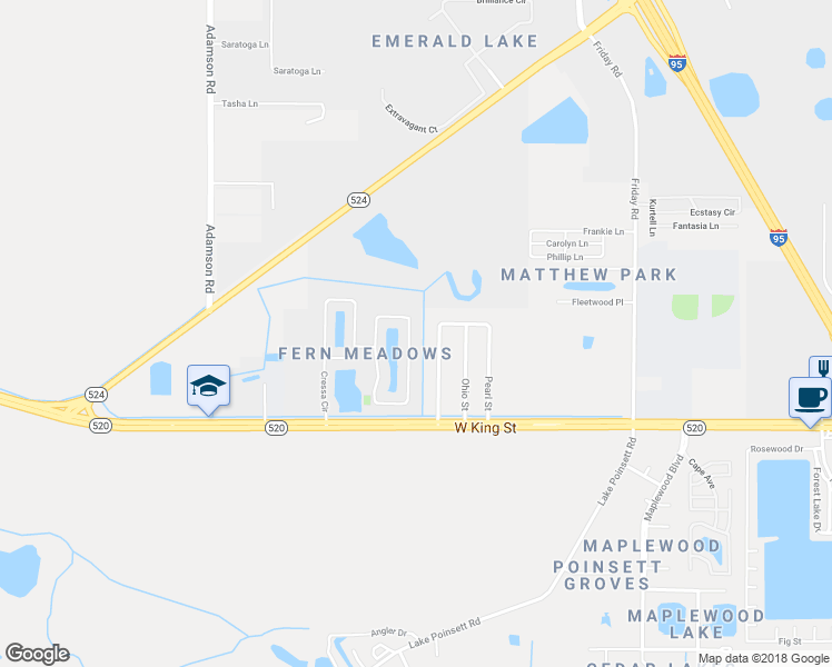 map of restaurants, bars, coffee shops, grocery stores, and more near 564 Dryden Circle in Cocoa