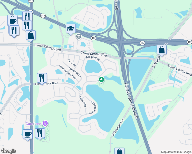 map of restaurants, bars, coffee shops, grocery stores, and more near 13670 Hawk Lake Drive in Orlando