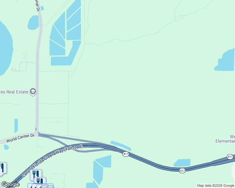 map of restaurants, bars, coffee shops, grocery stores, and more near Central Florida GreeneWay in Orlando