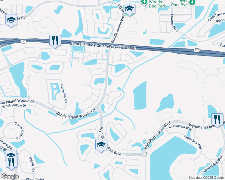 map of restaurants, bars, coffee shops, grocery stores, and more near 1918 White Heron Bay Circle in Orlando