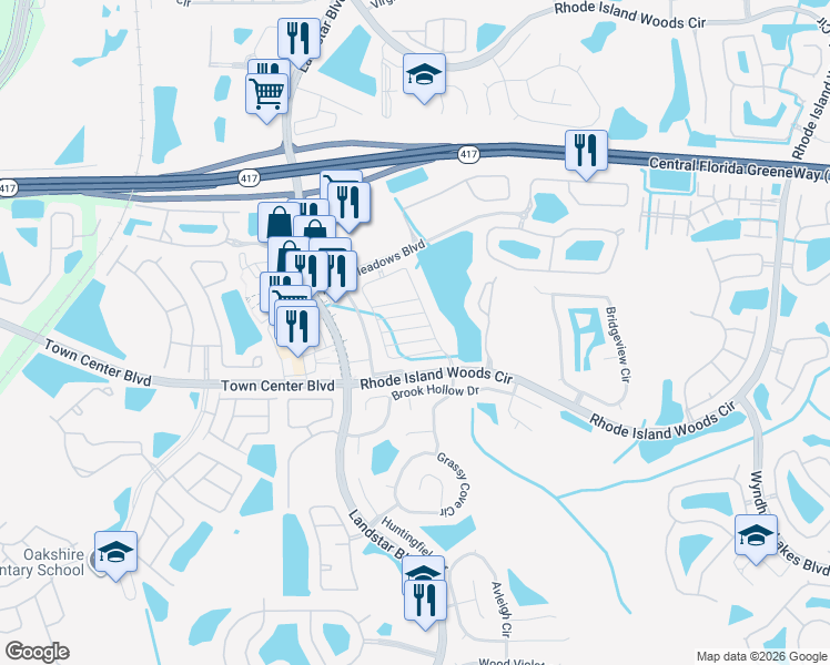 map of restaurants, bars, coffee shops, grocery stores, and more near 1537 Astoria Arbor Lane in Orlando