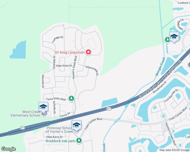 map of restaurants, bars, coffee shops, grocery stores, and more near 14100 Islamorada Drive in Orlando