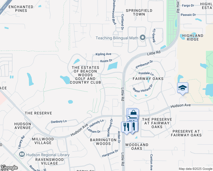 map of restaurants, bars, coffee shops, grocery stores, and more near 8826 Kilmer Way in Hudson