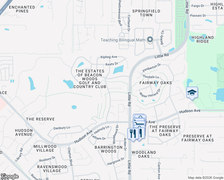 map of restaurants, bars, coffee shops, grocery stores, and more near 14155 Tennyson Drive in Hudson