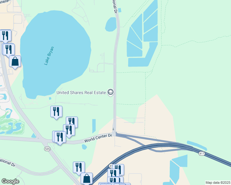 map of restaurants, bars, coffee shops, grocery stores, and more near 13707 International Drive in Orlando