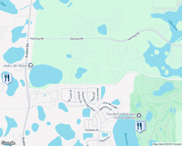 map of restaurants, bars, coffee shops, grocery stores, and more near 14088 Hartzog Road in Winter Garden