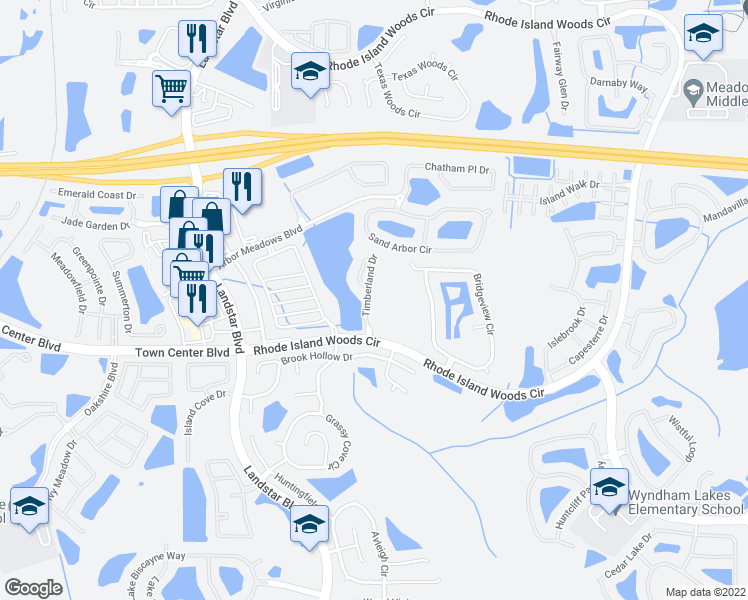 map of restaurants, bars, coffee shops, grocery stores, and more near 13903 Timberland Drive in Orlando