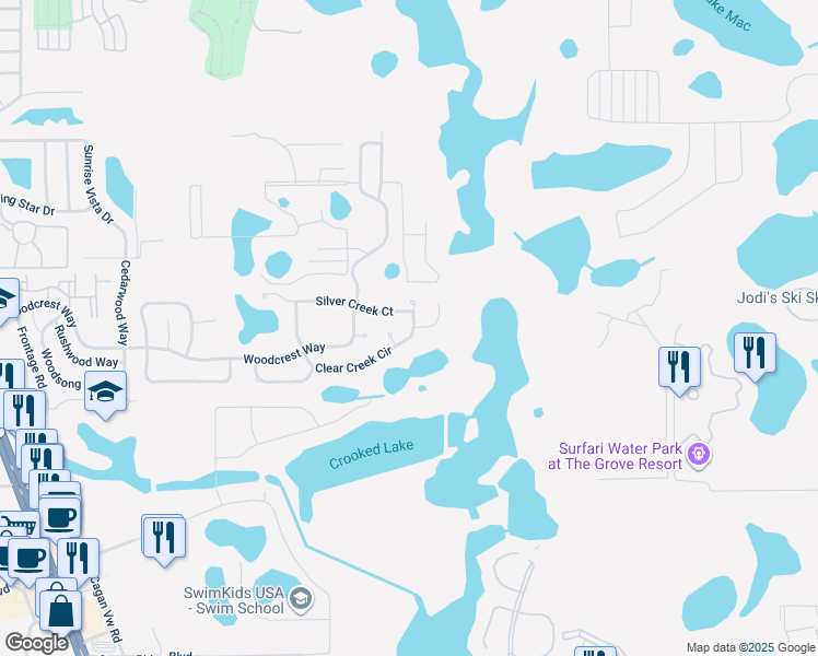 map of restaurants, bars, coffee shops, grocery stores, and more near 900 Clear Creek Circle in Clermont