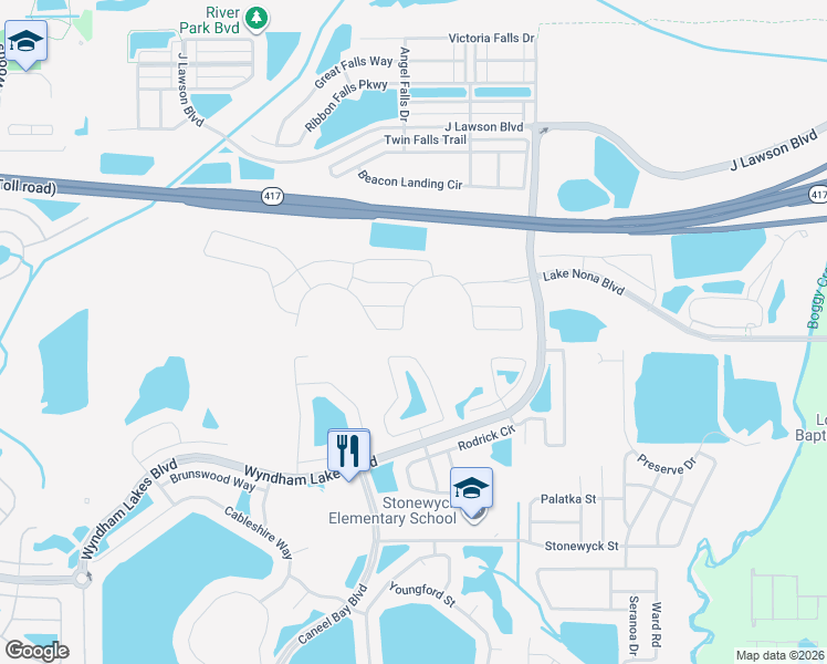 map of restaurants, bars, coffee shops, grocery stores, and more near 3268 Somerset Park Drive in Orlando
