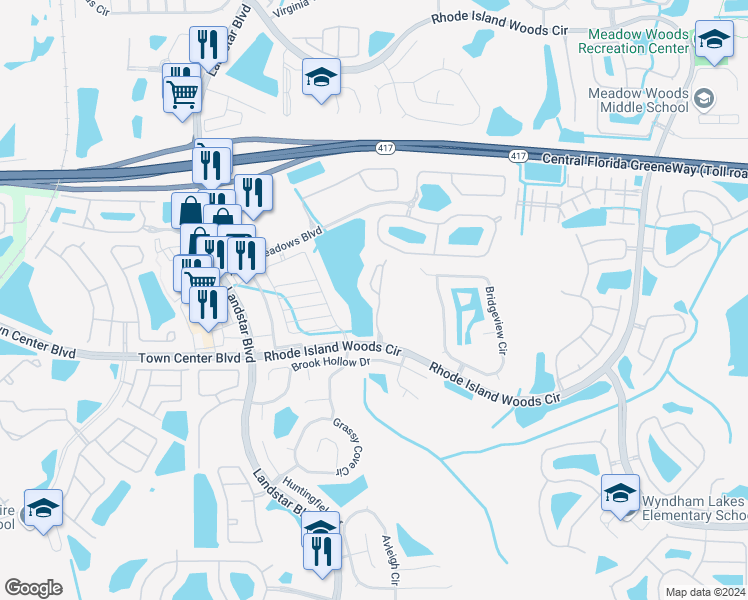 map of restaurants, bars, coffee shops, grocery stores, and more near 13864 Timberbrooke Drive in Orlando
