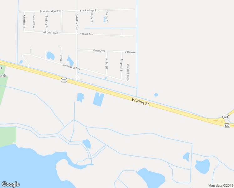 map of restaurants, bars, coffee shops, grocery stores, and more near West King Street in Cocoa