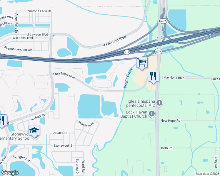 map of restaurants, bars, coffee shops, grocery stores, and more near 14061 Benvolio Circle in Meadow Woods