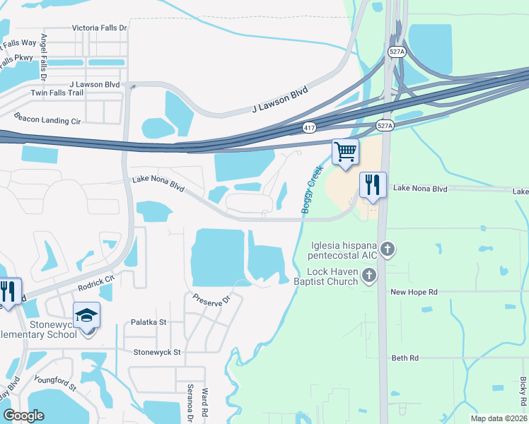 map of restaurants, bars, coffee shops, grocery stores, and more near 14061 Benvolio Circle in Meadow Woods