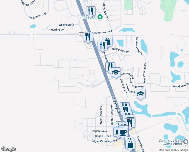map of restaurants, bars, coffee shops, grocery stores, and more near 1213 US Highway 27 in Clermont