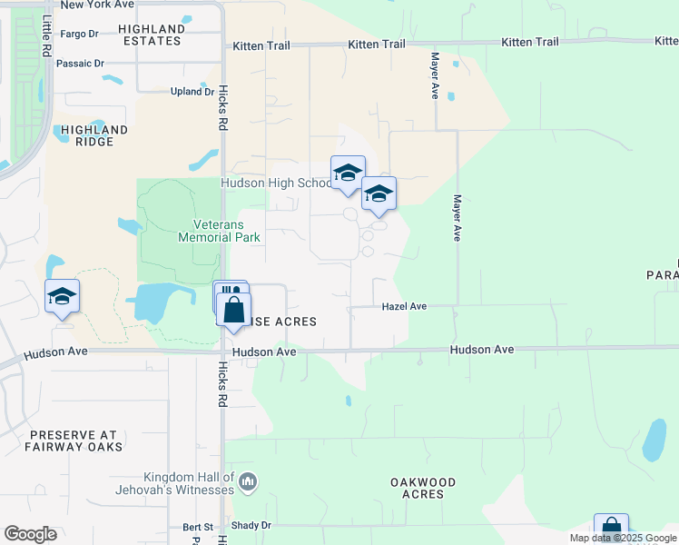 map of restaurants, bars, coffee shops, grocery stores, and more near 14215 Cobra Way in Hudson
