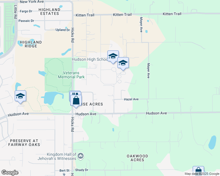 map of restaurants, bars, coffee shops, grocery stores, and more near 14215 Cobra Way in Hudson