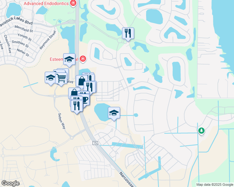 map of restaurants, bars, coffee shops, grocery stores, and more near 14150 Swanley Street in Orlando