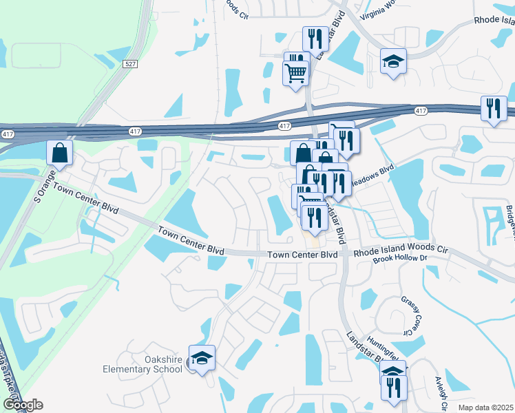 map of restaurants, bars, coffee shops, grocery stores, and more near 13312 Summerton Drive in Orlando