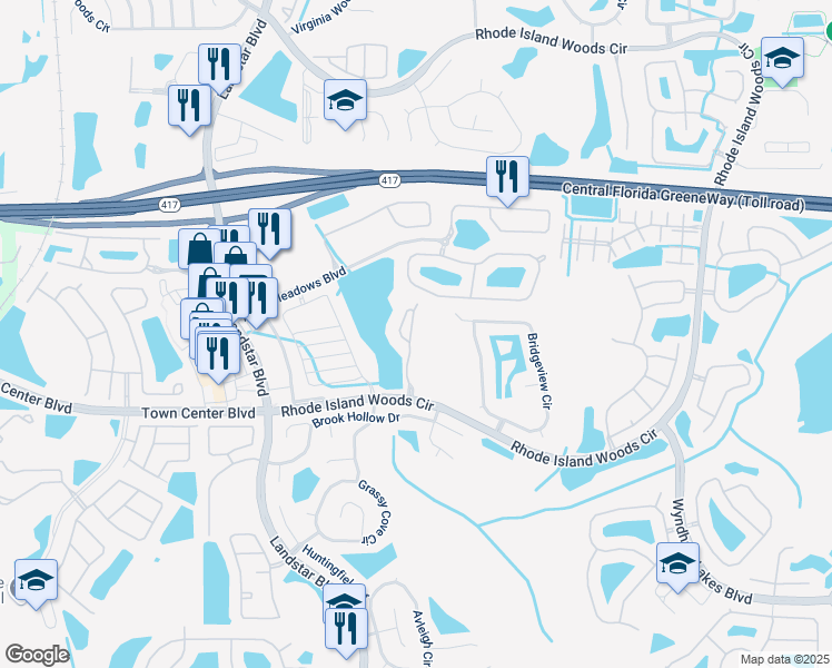 map of restaurants, bars, coffee shops, grocery stores, and more near 13903 Timberland Drive in Orlando