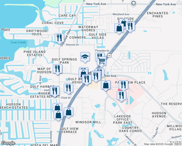 map of restaurants, bars, coffee shops, grocery stores, and more near in Hudson