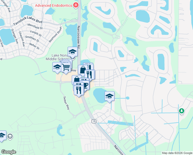 map of restaurants, bars, coffee shops, grocery stores, and more near 14065 Tarvin Street in Orlando