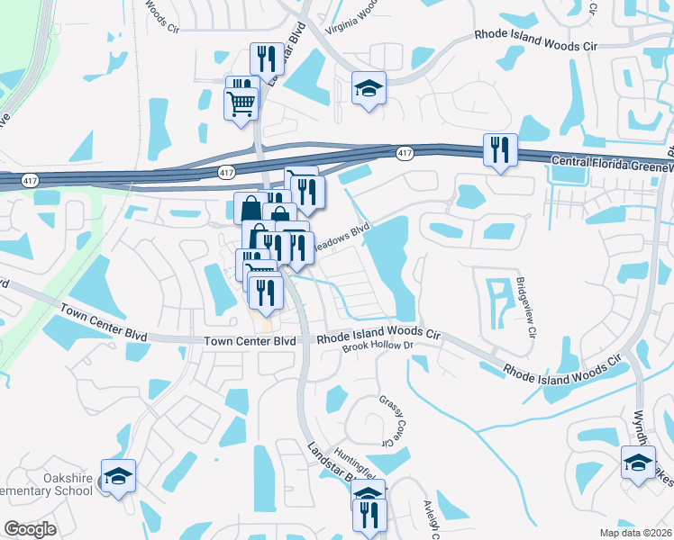 map of restaurants, bars, coffee shops, grocery stores, and more near 1431 Garden Arbor Lane in Orlando