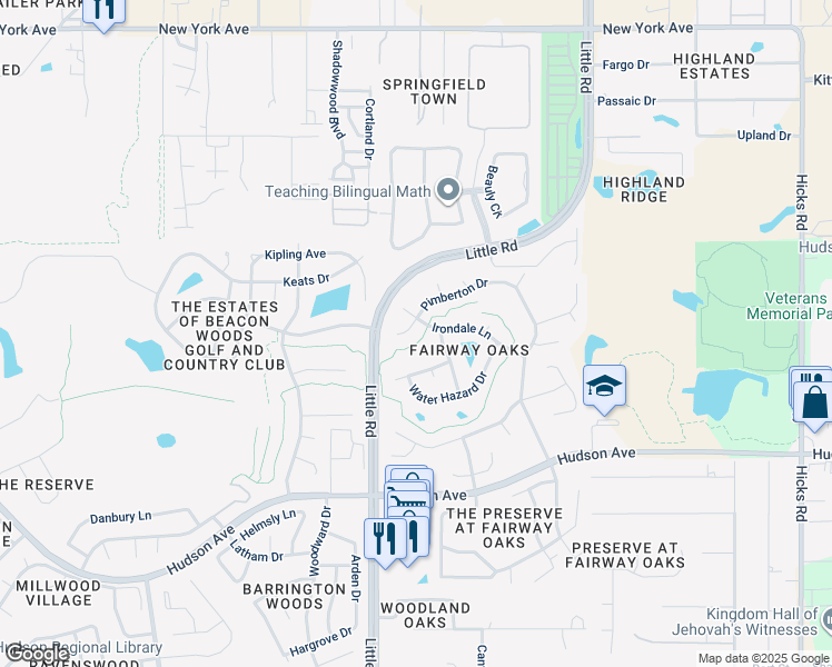 map of restaurants, bars, coffee shops, grocery stores, and more near 14525 Pimberton Drive in Hudson