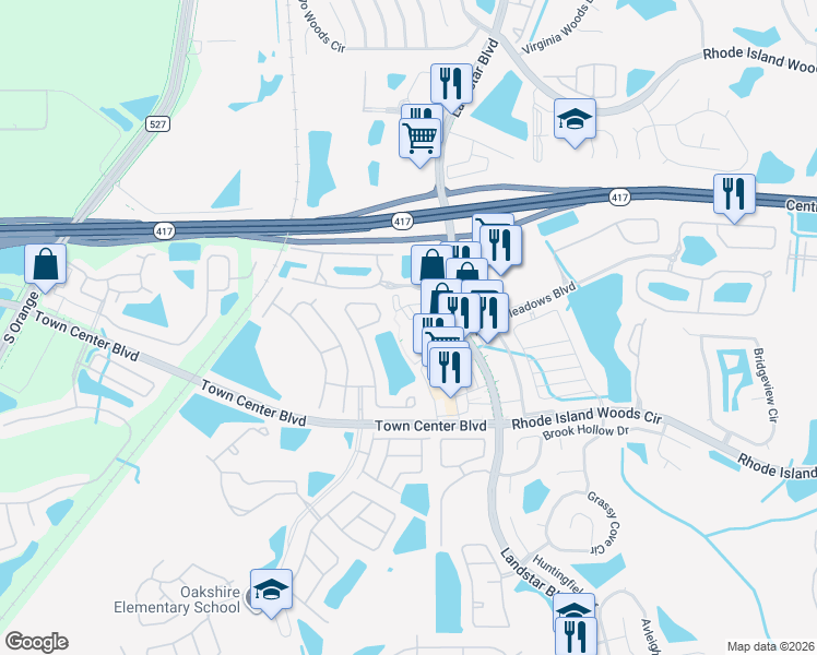 map of restaurants, bars, coffee shops, grocery stores, and more near 13124 Summerton Drive in Orlando