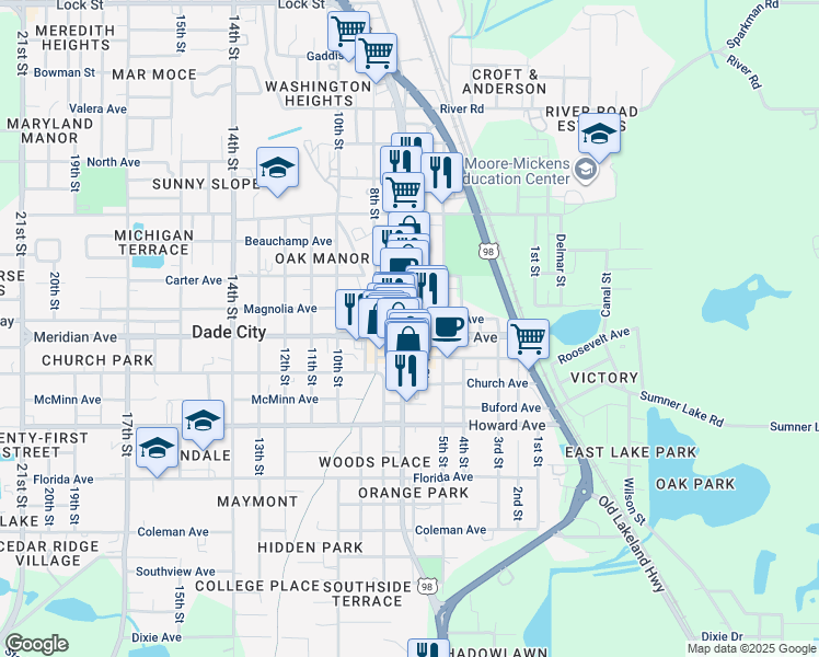 map of restaurants, bars, coffee shops, grocery stores, and more near in 
