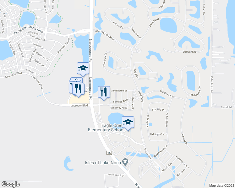 map of restaurants, bars, coffee shops, grocery stores, and more near 13908 Arclid Street in Orlando