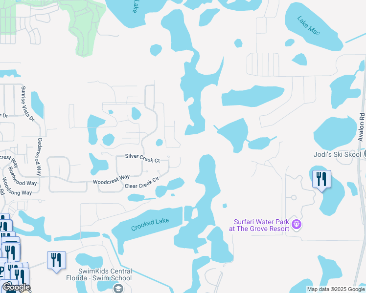 map of restaurants, bars, coffee shops, grocery stores, and more near 1536 Retreat Circle in Clermont