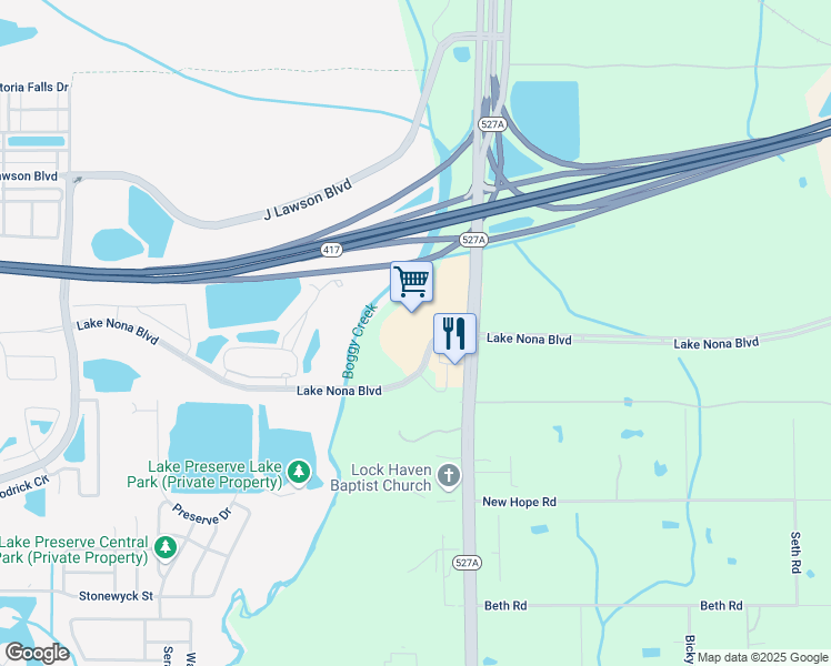 map of restaurants, bars, coffee shops, grocery stores, and more near 2006 Beacon Park Boulevard in Orlando