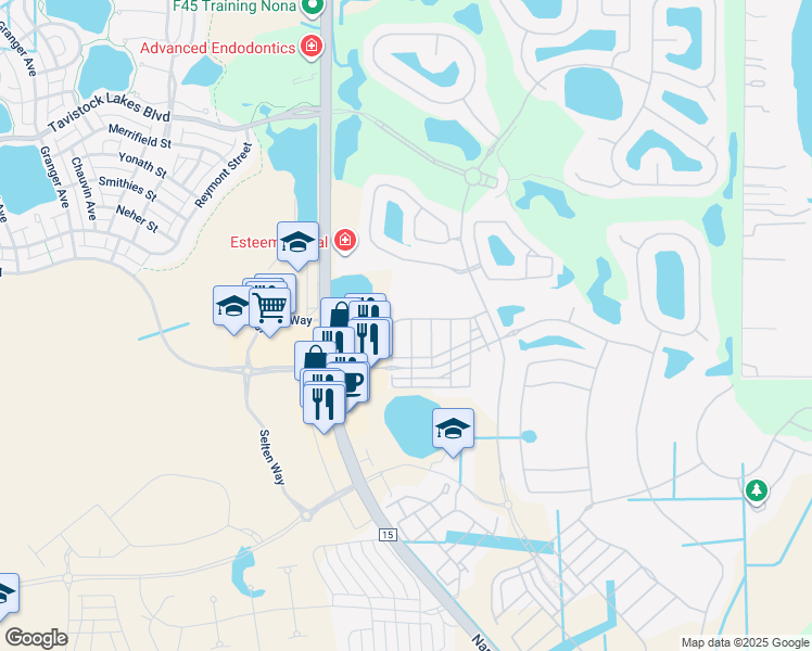 map of restaurants, bars, coffee shops, grocery stores, and more near 13880 Arclid Street in Orlando