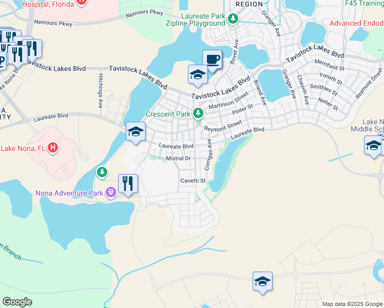 map of restaurants, bars, coffee shops, grocery stores, and more near 14060 Walcott Avenue in Orlando
