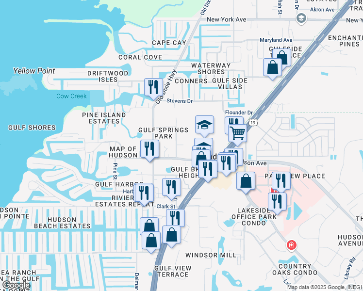 map of restaurants, bars, coffee shops, grocery stores, and more near 14310 Guava Street in Hudson