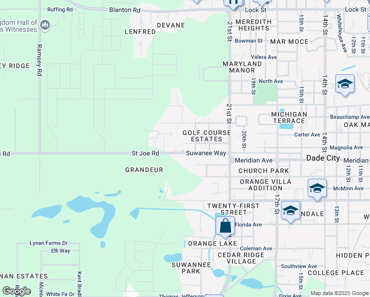 map of restaurants, bars, coffee shops, grocery stores, and more near 36802 State Highway 578 in Dade City