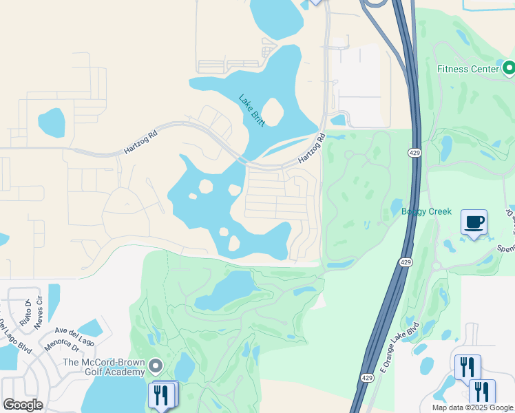 map of restaurants, bars, coffee shops, grocery stores, and more near 14976-15636 Hartzog Road in Kissimmee
