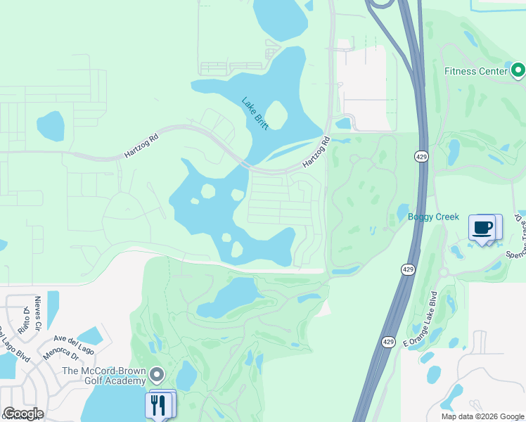 map of restaurants, bars, coffee shops, grocery stores, and more near 14976-15636 Hartzog Road in Kissimmee
