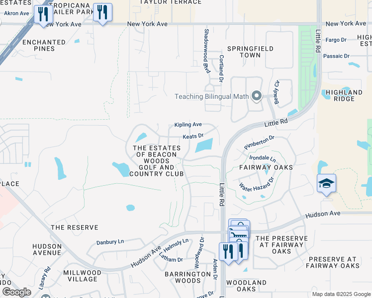 map of restaurants, bars, coffee shops, grocery stores, and more near 14323 Tennyson Drive in Hudson