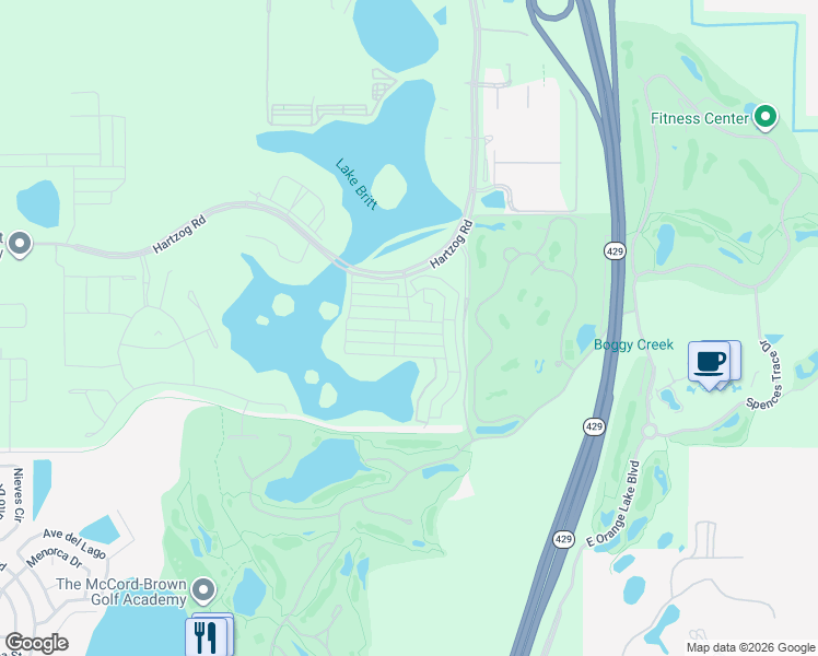 map of restaurants, bars, coffee shops, grocery stores, and more near 14642 Hartzog Road in Winter Garden