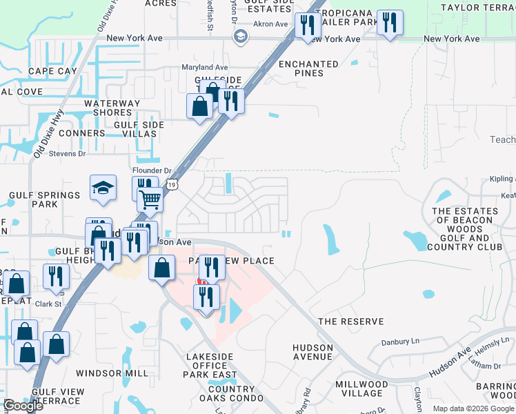 map of restaurants, bars, coffee shops, grocery stores, and more near 7837 Parkway Boulevard in Hudson